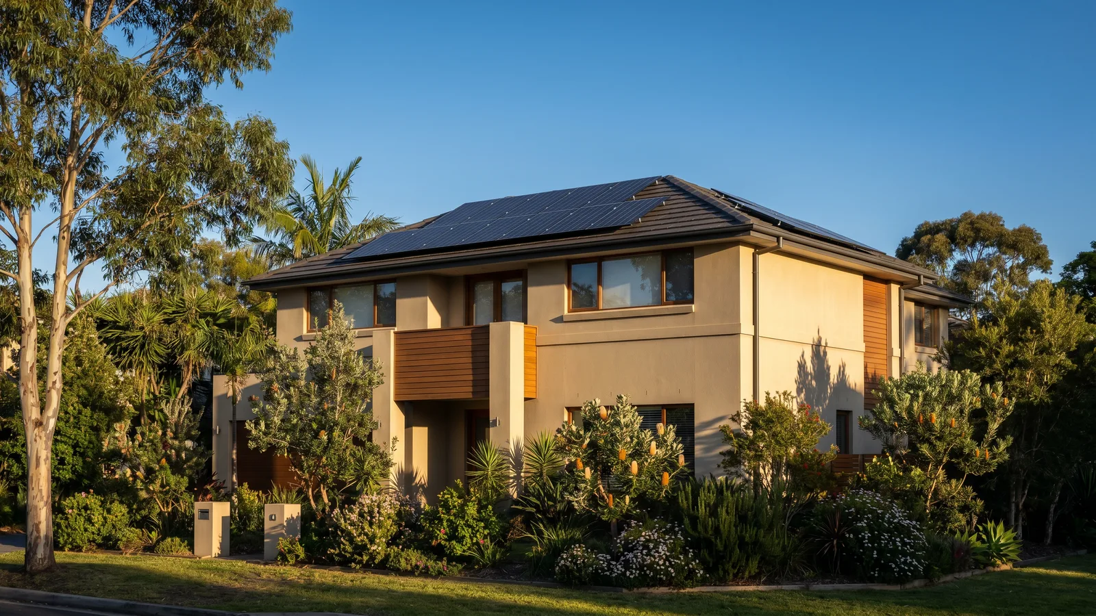 Solar panels and home battery on a house in New South Wales